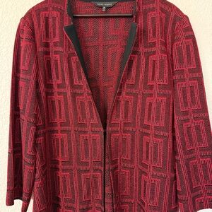 Ming Wang Red and Black Patterned Blazer